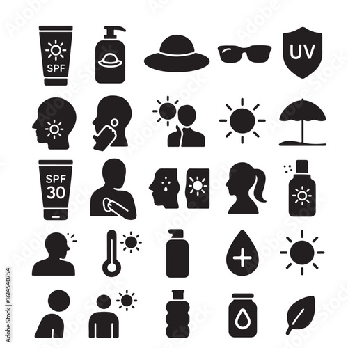  sun protection,SPF  icon set