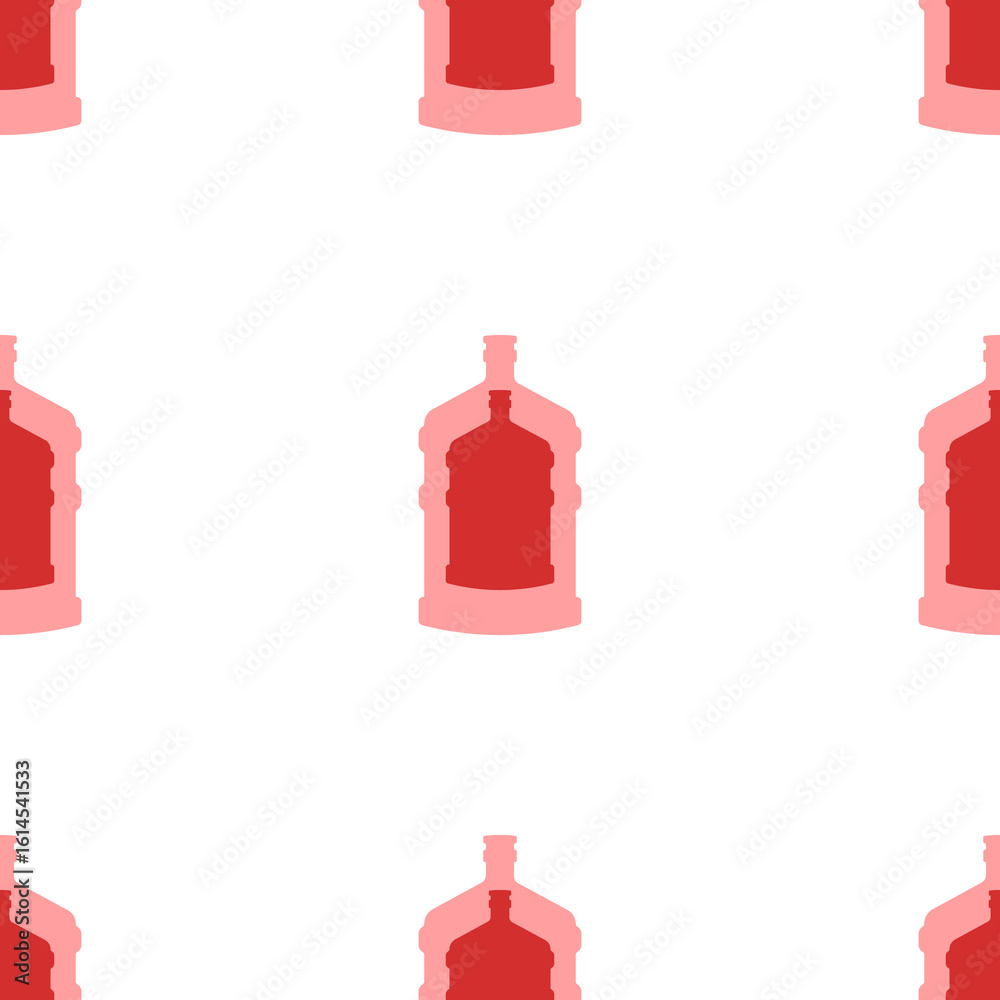 Obraz premium Seamless pattern of large isolated red a large bottle of water symbols. The elements are evenly spaced. Illustration on light red background