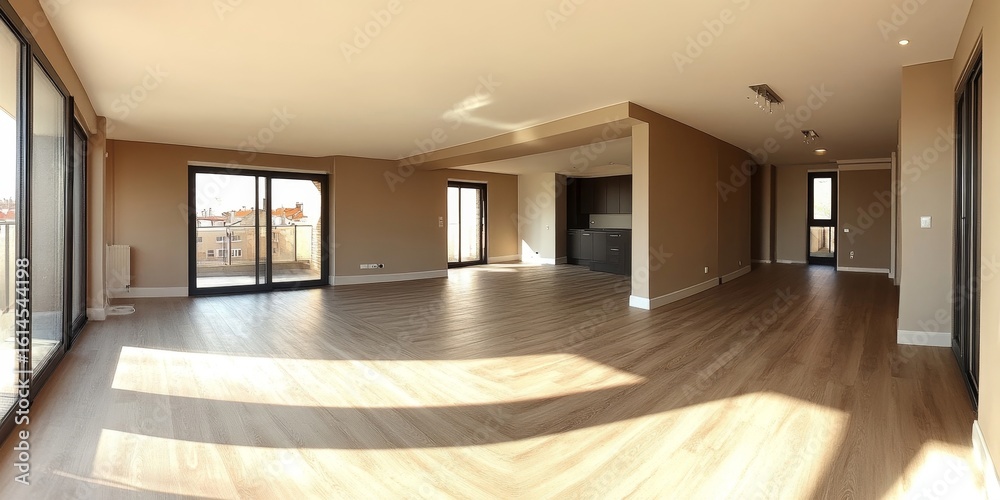 Obraz premium Interior of an empty apartment, ready for customization and design, Generative AI