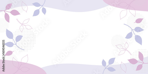 おしゃれな葉っぱとウェーブデザインの背景