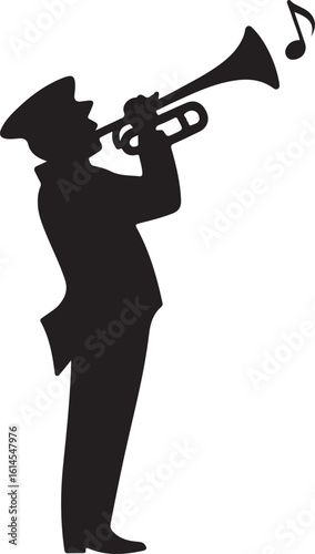 Silhouette of Trumpeter Playing Instrument Symbolizing Honor and Remembrance
