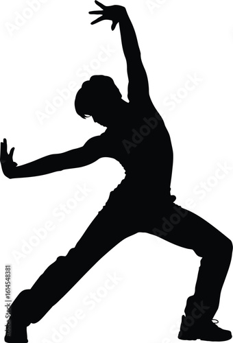 Dancer in dynamic pose silhouette black