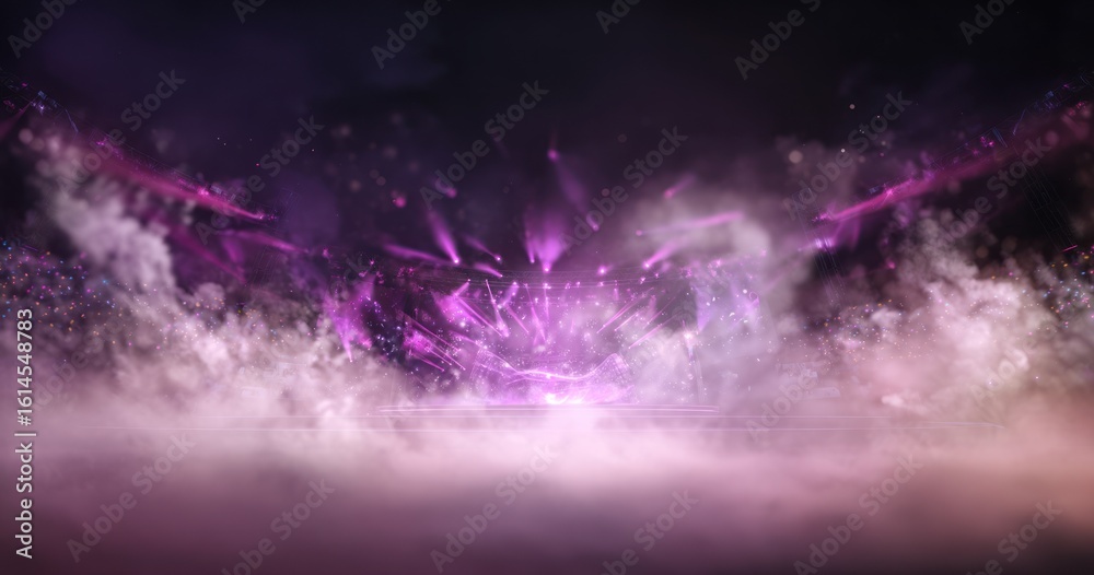 Fototapeta premium Purple and violet abstract design with smoke and light effects.