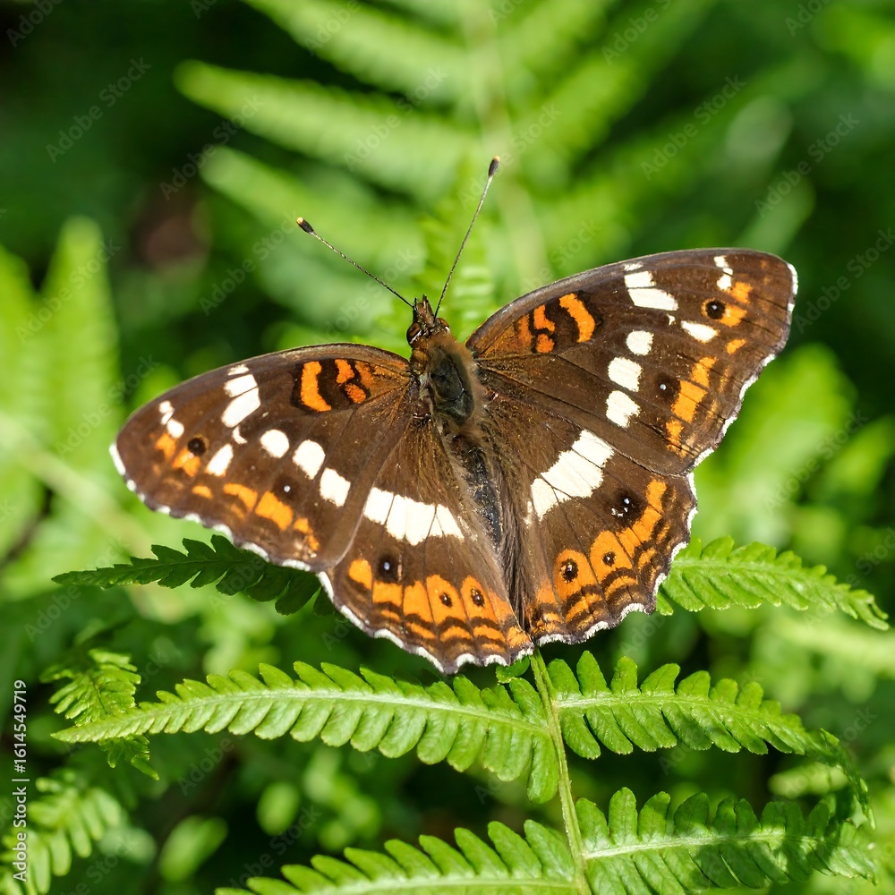 Obraz premium Close-up of a butterfly on fern