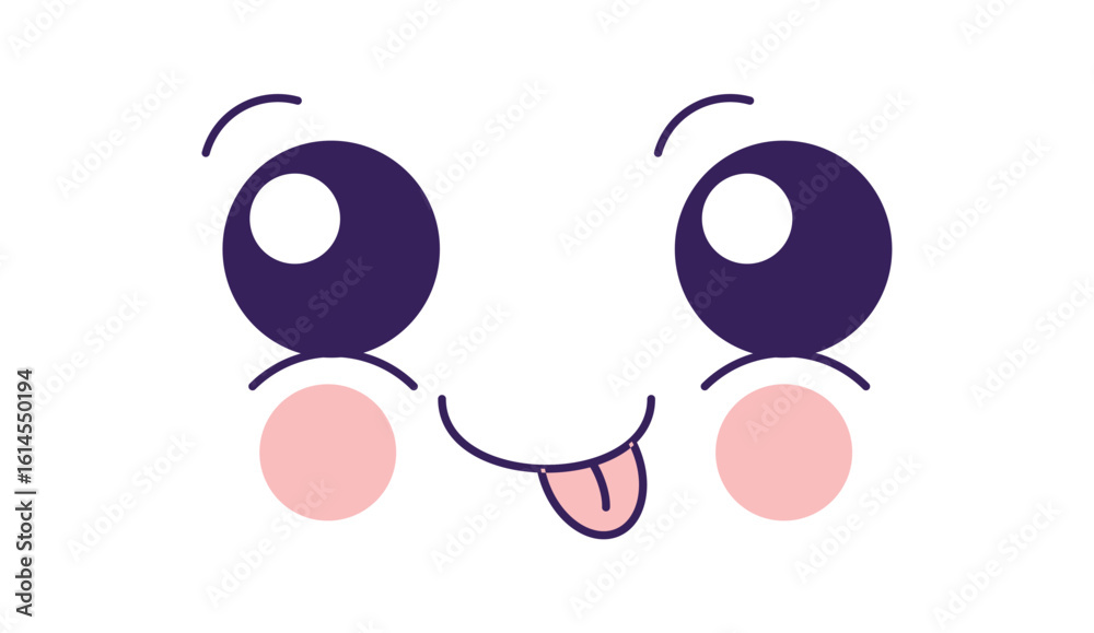 Fototapeta premium Set Hand drawn flat design kawaii face collection