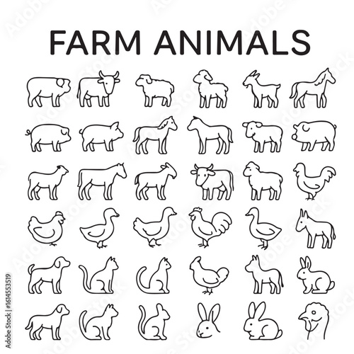  Farm animals  icon set