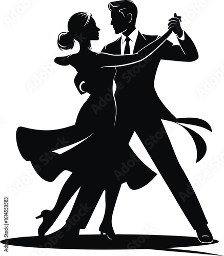 Elegant couple dancing ballroom dancing silhouette