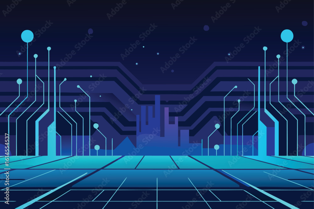 Fototapeta premium Tech Network Server Landscape Background