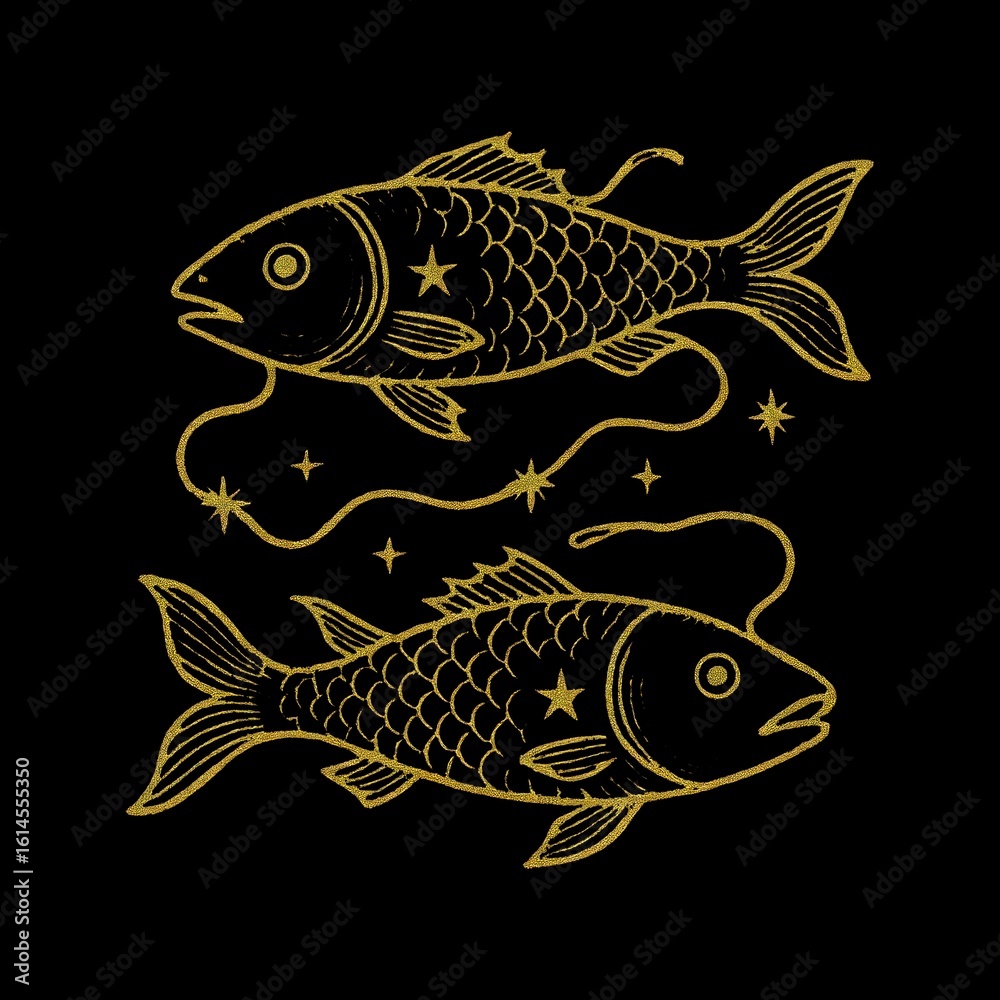 Fototapeta premium Zodiac fish mystical illustration
