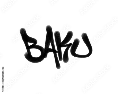 textured sprayed graffiti tagging letters BAKU city name isolated design in black
