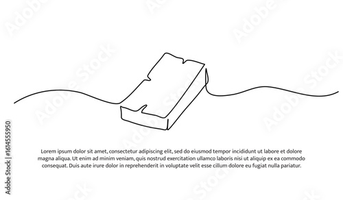 One line of brick. Abstract minimal continuous line.