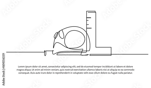 One line of wood planer machine. Abstract minimal continuous line.