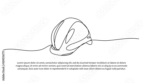One line of safety helmet. Abstract minimal continuous line.