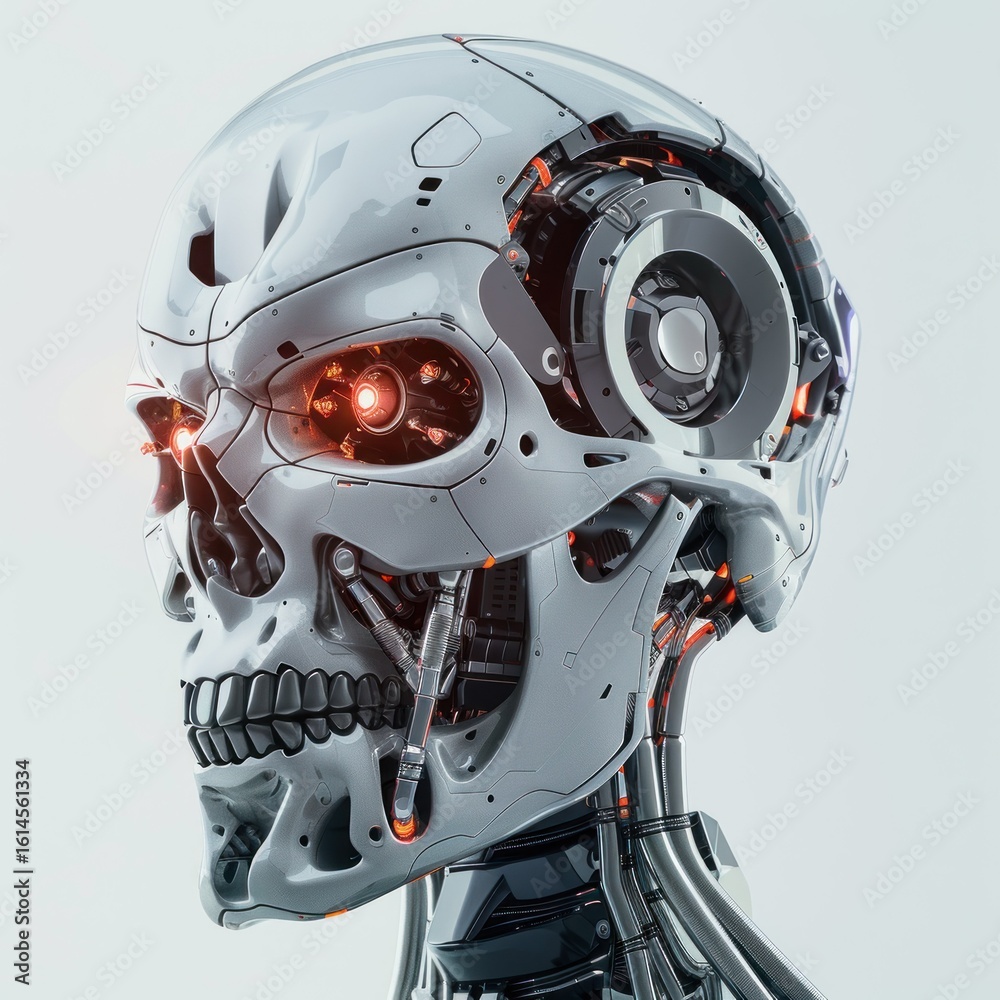 Fototapeta premium Cyborg skull head, detailed