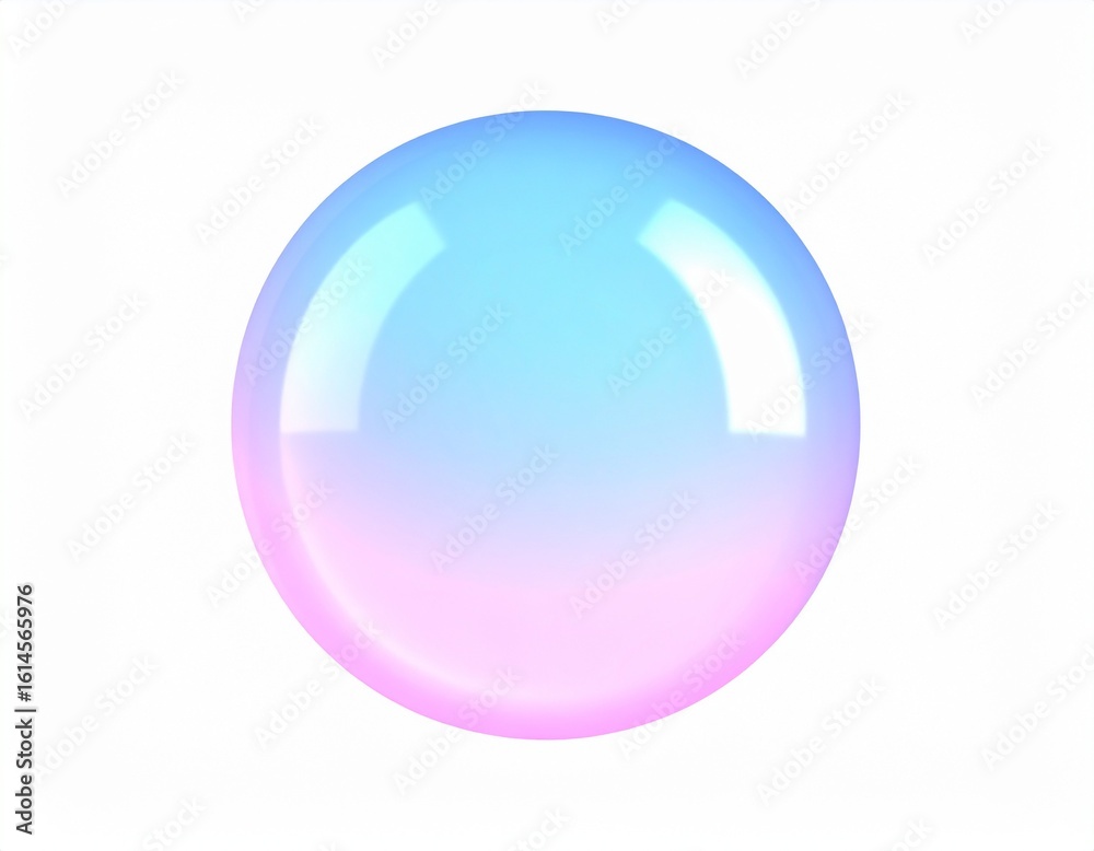 3d crystal ball pink blue gradient colors isolated on white background. Abstract bub 3d crystal ball pink blue gradient colors isolated on white background. Abstract bub