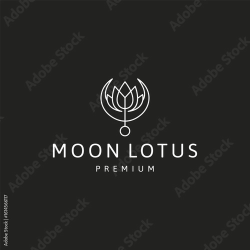 moon and lotus logo vector design