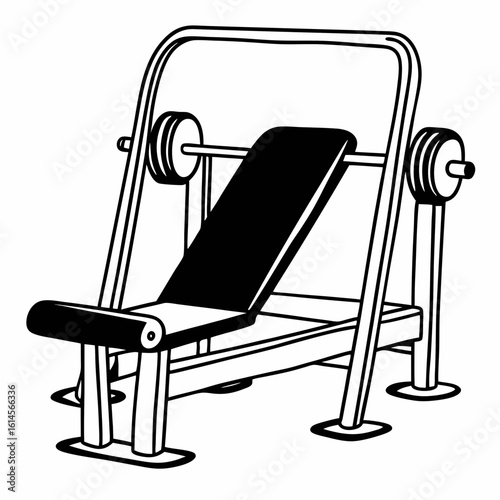 Vector art of a weight bench press equipment for gym workout and fitness training illustration vector