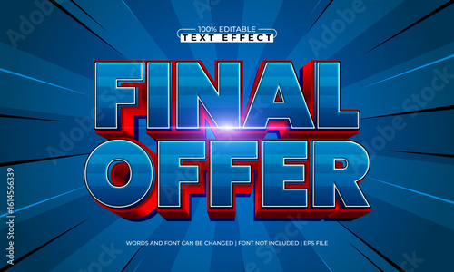 final offer editable text effect with a discount and sale text style