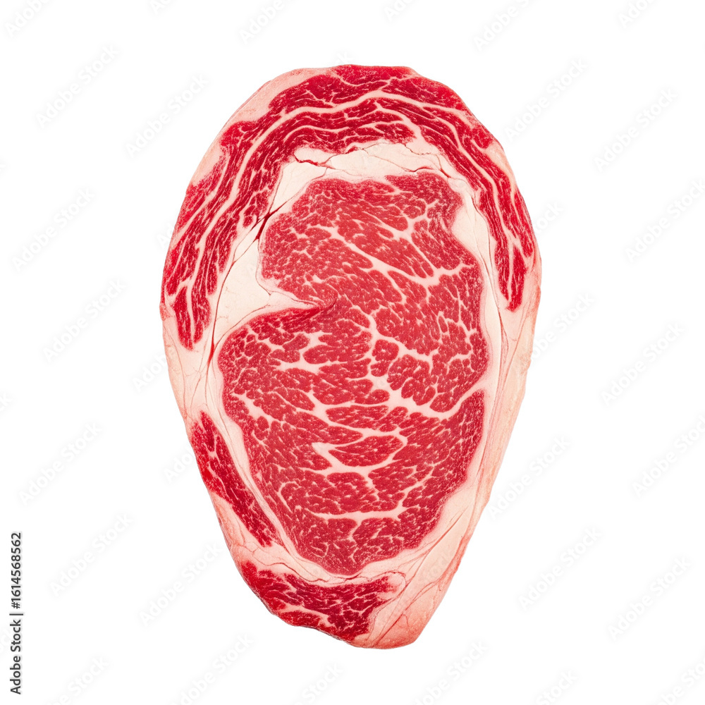 Obraz premium Raw Ribeye Steak with Marbling on a Transparent Background