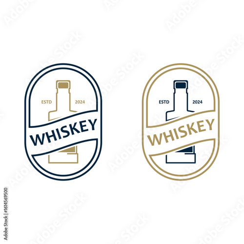 Bourbon whiskey logo with luxury retro vintage decoration. for labels,drinks, badges, bars,clubs, cafes, restaurants and brand company