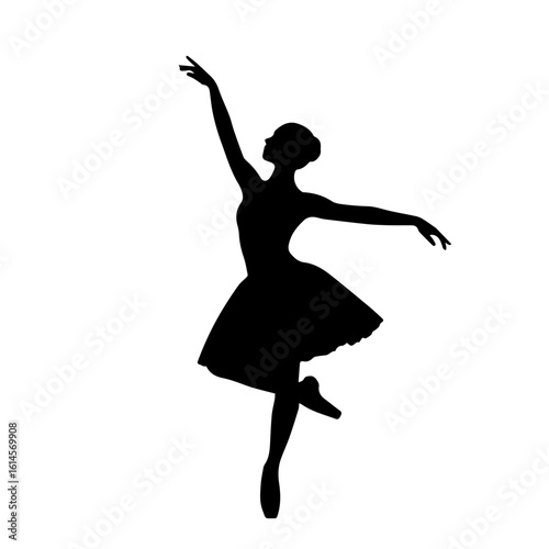 Silhouette of a graceful ballerina performing a ballet dance pose.