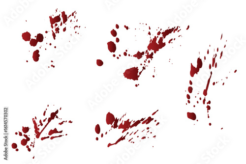 Paint splatter red blood splash illustration background set