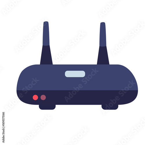 Flat 2D icon of a modern wireless router. Ideal for internet, Wi-Fi network, tech infrastructure, or communication themes.

