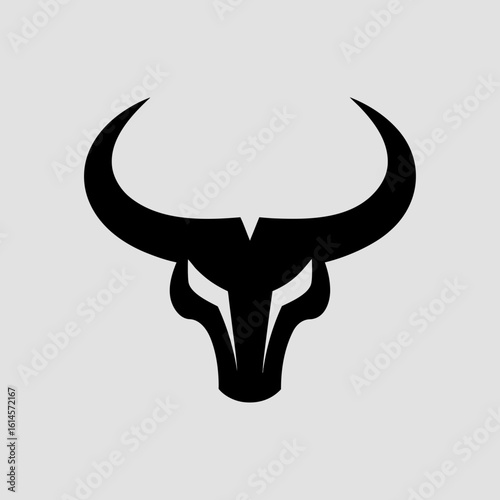 Black Bull Head Silhouette on White Background vector