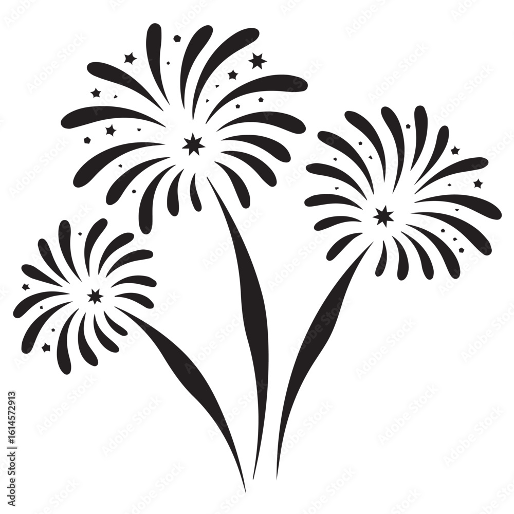 Fototapeta premium Black and White Minimalist Fireworks