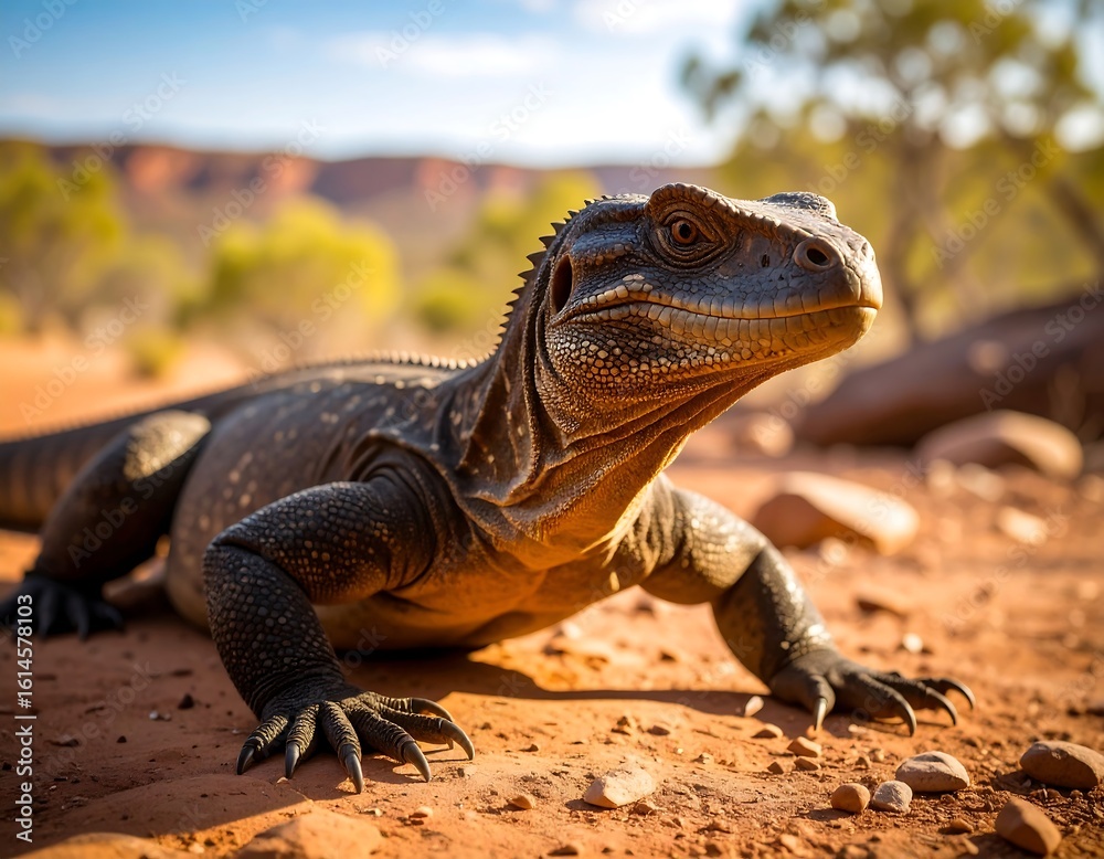Obraz premium Desert lizard, sunlit profile