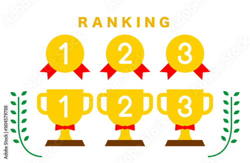 メダルと王冠のランキングベクターイラストセット