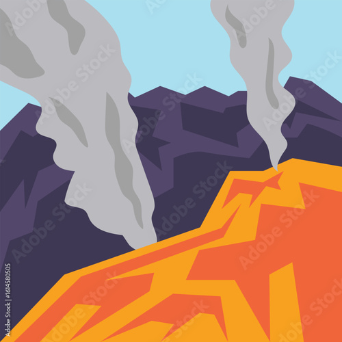 Illustration of volcano mountain