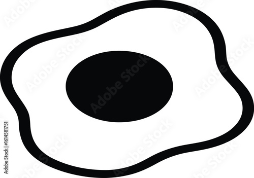 Minimalist Fried Egg Icon with Solid Yolk Center