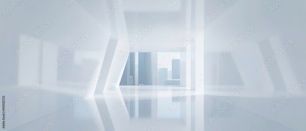 Obraz premium Modern Architectural Interior with Geometric Light Patterns