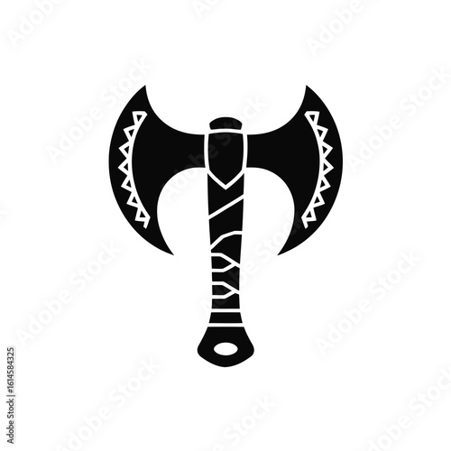 Double headed battle axe silhouette isolated on white background