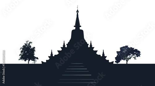 Stupa silhouette isolated in White background
