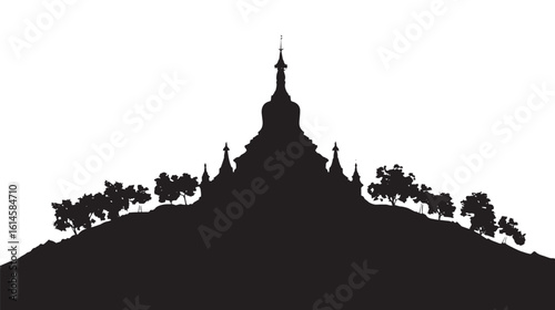 Stupa silhouette isolated in White background