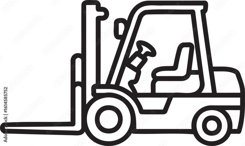 Fototapeta premium Forklift Outline vector illustration isolated On Transparent Background