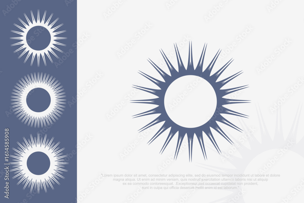 Fototapeta premium Sun icon set. Vector flat design. Collection of sun stars for use in as logo or weather icon .
