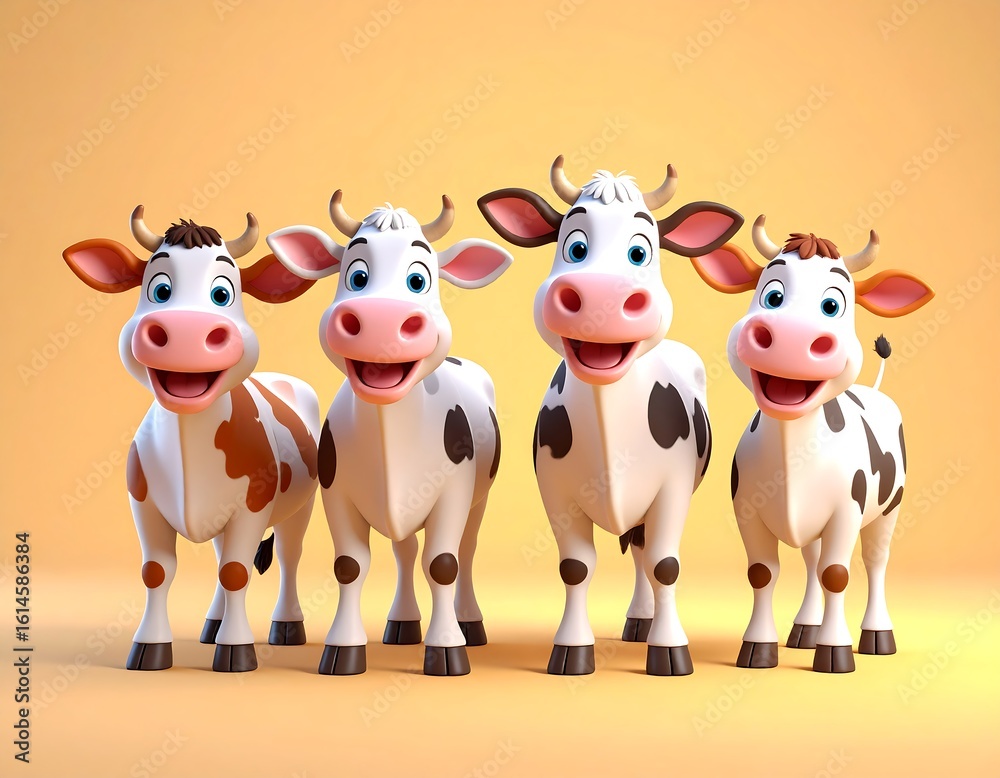 Obraz premium Cartoon cows in a row (1)