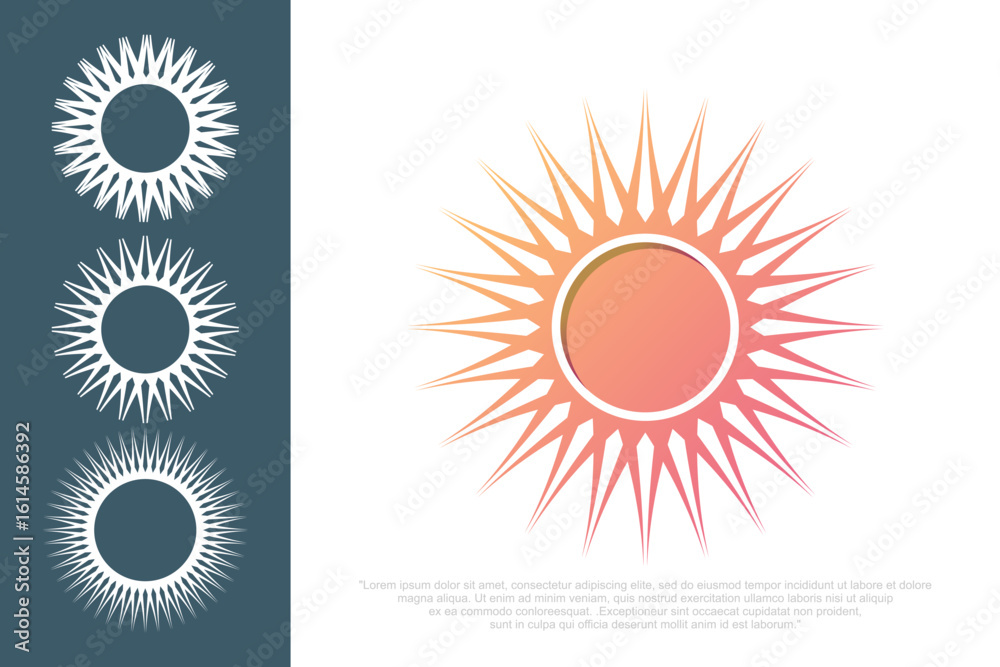 Fototapeta premium sun logo and set icon vector illustration design template