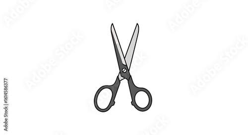 Illustration of gray scissors with black outline on a plain white background in a central position ai generated