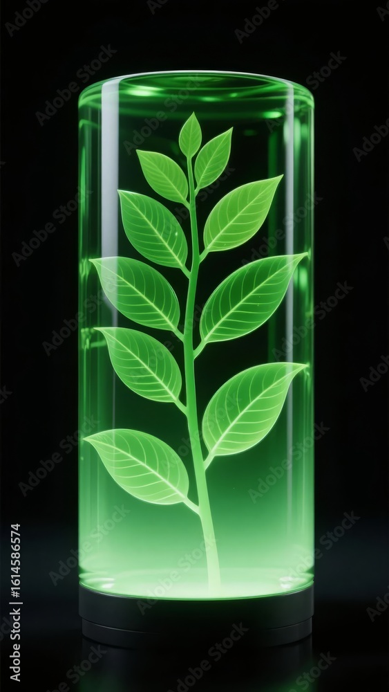 custom made wallpaper toronto digitalGlowing Green Plant in a Transparent Cylinder