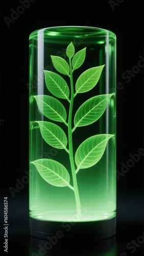Wallpaper Mural Glowing Green Plant in a Transparent Cylinder Torontodigital.ca