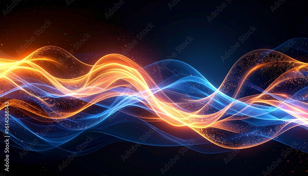 Fototapeta premium Abstract fractal background with colorful glowing wave patterns and dynamic light effects