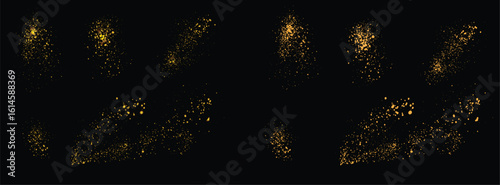 Abstract set of vector luxury gold glitter splatter texture festive confetti background
