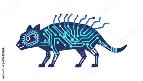 Cybernetic animal tech circuit board design futuristic beast digital art illustration concept design