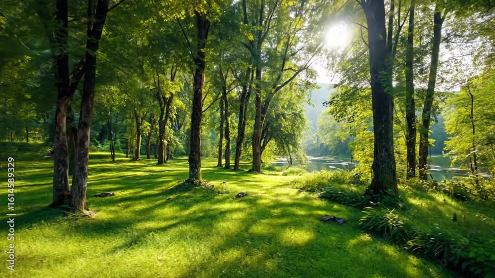 Serene Riverbank Forest at Dawn Serene Riverbank Forest at Dawn