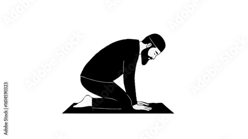 Muslim Man in Prayer (Ruku' or Juloos) Silhouette: Islamic Worship & Spirituality