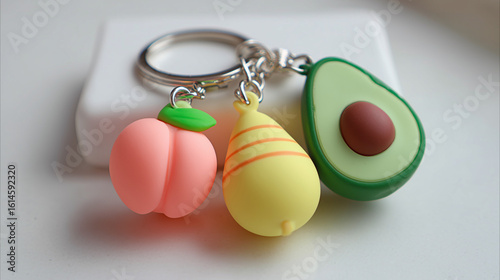 Cute fruit keychain avocado peach pear novelty accessory gift idea trendy bag charm backpack decoration